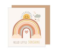 Edición Seidel Premium tarjeta de felicitación de nacimiento cuadrada con sobre. Tarjeta tarjeta de felicitación tarjeta de bebé con texto Hola pequeño Sol billete niño niña bebé sol arcoíris (EQ102