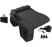 EDIESI, Colchón Coche Hinchable, Colchoneta Inflable Individual para Asiento Trasero, con Bomba de Aire Eléctrica de 12 V y 3 Adaptadores, Accesorios Coche (Negro)