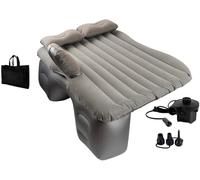 EDIESI, Colchón Coche Hinchable, Colchoneta Inflable Individual para Asiento Trasero, con Bomba de Aire Eléctrica de 12 V y 3 Adaptadores, Accesorios Coche (Gris)