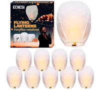 Ediesi, Farolillos Voladores de Papel, 10 Unidades, 100% Biodegradables, Velas Voladoras, Farol Volador, Sky Lanterns, con Rotulador para Escribir Deseos