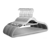 Ediesi, Perchas Terciopelo, 35 Unidades, Gris, con Corbatero, Antideslizantes, Suaves, Finas, para Pantalón, Camisa, Falda, Trajes (35 Unidades, Gris con corbatero)