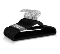 Ediesi, Perchas Terciopelo, 35 Unidades, Negro, con Corbatero, Antideslizantes, Suaves, Finas, para Pantalón, Camisa, Falda, Trajes (35 Unidades, Negro con corbatero)