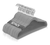 Ediesi, Perchas Terciopelo, 50 Unidades, Gris, Antideslizantes, Suaves, Finas, para Pantalón, Camisa, Falda, Trajes (50 Unidades, Gris sin corbatero)