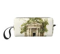 Edificio antiguo con rama de olivo romano y estampado griego, bolsa organizadora con cremallera, estuche de almacenamiento de viaje, bolsa de cosméticos portátil para cosméticos, artículos de tocador