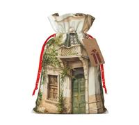 Edificio antiguo con rama de olivo romano y griego "Bolsa de regalo reutilizable para fiestas y diseño de cordón que hacen que tu regalo sea más delicado