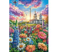 Edificio del Capitolio en un jardín Floral Rompecabezas 500 Piezas Cartón para Principiantes Sueño Mágico de Ciencia Ficción Días Lluviosos Tiempo Libre En Casa para Reyes Magos Detalle De Cumpleaños