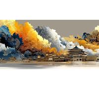 Edificios Antiguos Diamond Painting Adultos, Diamond Painting Paisaje Pintura Diamante Patrón Punto de Cruz Diamante Dibujos con Diamantes Manualidades Adultos, Decoracion Hogar 70 x 140 cm -bby260384