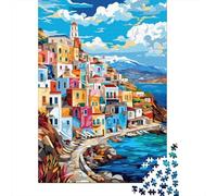 Edificios Coloridos Costa Mediterránea Puzzle de 1000 Piezas Papel para Adultos Paisaje Marino Juego de Puzzle 1000 Piezas Relajación Decoración Hogar Regalo 52x38cm/1000pcs