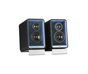 Edifier QR65 Active Design Monitor Altavoz (70 Watt) con Efectos de iluminación RGB, 3 x Puertos USB TurboGaN de Carga rápida y Salida de subwoofer, Negro