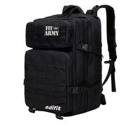 EDIFIT, Mochila Crossfit, 45L, Militar, Tactica, para Gimnasio, Senderismo, Acampada o Supervivencia, Unisex, Resistente, con Multiples Bolsillos (Full Black)