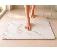 edihome, Alfombra Diatomita Baño, 40x60 cm, Piedra de Secado Rápido, Antideslizante, con Lija, Alfombrilla Rígida Absorbente, Antimoho, para Ducha y Baño (Mármol)