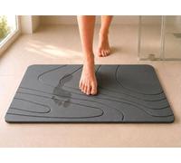 edihome, Alfombra Diatomita Baño, 40x60 cm, Piedra de Secado Rápido, Antideslizante, con Lija, Alfombrilla Rígida Absorbente, Antimoho, para Ducha y Baño (Gris Oscuro)