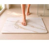 edihome, Alfombra Diatomita Baño, 40x60 cm, Piedra de Secado Rápido, Antideslizante, con Lija, Alfombrilla Rígida Absorbente, Antimoho, para Ducha y Baño (Calacatta Gold)