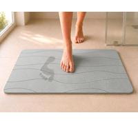 edihome, Alfombra Diatomita Baño, 40x60 cm, Piedra de Secado Rápido, Antideslizante, con Lija, Alfombrilla Rígida Absorbente, Antimoho, para Ducha y Baño (Gris Claro)