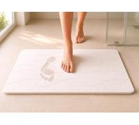 edihome, Alfombra Diatomita Baño, 40x60 cm, Piedra de Secado Rápido, Antideslizante, con Lija, Alfombrilla Rígida Absorbente, Antimoho, para Ducha y Baño (Blanco)