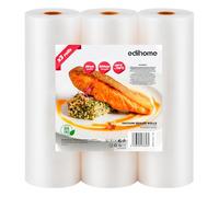 Edihome, Bolsas Vacio Desechables para Alimentos, 20x300cm, 3 Rollos, Bolsas para Envasadora al Vacio, Conservación, Rollos Envasado al Vacio, BPA Free, Sous Vide (3 Rollos 20x300cm)