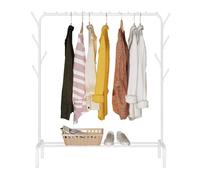 edihome, Burro Ropa, Perchero Colgador de Ropa, Vestidor, 118X148X39 cm, Resistente, Metálico, con Soporte para Zapatos, para colgar Ropa, Perchas, Camisas, Pantalones, Chaquetas finas(Blanco)