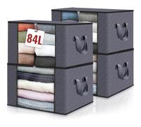 edihome, Cajas Almacenaje Ropa, Bolsas para Guardar Ropa, Organizador Armario, con Asas Reforzadas, Cajas Organizadoras, Fundas de Tela Resistente (Gris oscuro, Pack de 4)