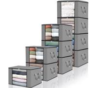 edihome, Cajas Almacenaje Ropa, Bolsas para Guardar Ropa, Organizador Armario, con Asas Reforzadas, Cajas Organizadoras, Fundas de Tela Resistente (Gris claro, Pack de 10)