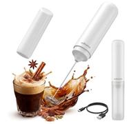 edihome, Espumador de Leche, Eléctrico, Milk Frother Portátil para Café, a Pilas, Batidor de Espuma para Cappuccino Latte, Matcha, Potente y Silencioso (Blanco, A Batería)