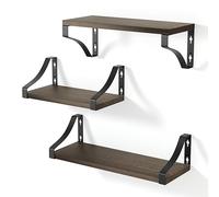 edihome, Estanteria Pared, Baldas Pared, 3 Niveles, Repisas Flotantes, Estantes de Pared de Madera Natural, Decoracion, Ideal para Salon, Dormitorio, Baño (Roble Oscuro)