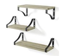 edihome, Estanteria Pared, Baldas Pared, 3 Niveles, Repisas Flotantes, Estantes de Pared de Madera Natural, Decoracion, Ideal para Salon, Dormitorio, Baño (Nogal Americano)