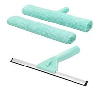 edihome, Limpia Cristales Telescópico Extensible con Longitud hasta 160 cm, Limpiacristales con 2 Cabezales, Rasqueta Tipo Escobilla de Silicona para Ventanas, Ducha y Espejo (Gamuzas de Reemplazo)