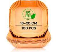 edihome, Papel Freidora Aire, Air Fryer, 100 Unidades, 16-20 cm, BPA Free, Desechable, para Horno, Accesorios para Freidora sin Aceite de 5 a 8 litros (16-20 cm, Cuadrado)