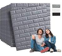 Edihome, Papel Pintado Pared, Paneles Decorativos 3d, 77x70cm, 40 piezas, Autoadhesivo, Efecto Ladrillo de Piedra, de Poliuretano, para Cocina, Dormitorio, Salón (40 Unidades, Plata Brillante)
