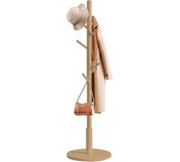 edihome, Perchero de Pie, de Madera, Ajustable, con 8 Ganchos, 172 x 38 x 38 cm, Colgador Ropa, para Entrada, Pasillo, Dormitorio o Recibidor (Madera)