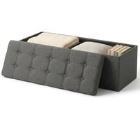 edihome, Puff Almacenaje Plegable, (38 x 110 x 38), Baul, Otomana con Tapa - Banco de Tela Organizador y Asiento para Dormitorio y Pie de Cama (Gris Oscuro, 38 x 110 x 38 cm)