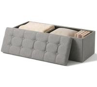 edihome, Puff Almacenaje Plegable, (38 x 110 x 38 cm), Baul, Otomana con Tapa - Banco de Tela Organizador y Asiento para Dormitorio y Pie de Cama (Gris Claro, 38 x 110 x 38 cm)