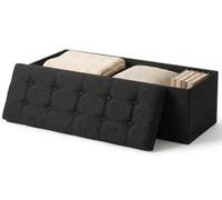 edihome, Puff Almacenaje Plegable, (38 x 110 x 38cm), Baul, Otomana con Tapa - Banco de Tela Organizador y Asiento para Dormitorio y Pie de Cama (Negro, 38 x 110 x 38 cm)