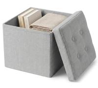 edihome, Puff Almacenaje Plegable, (38 x 38 x 38 cm), Baul, Otomana con Tapa - Banco de Tela Organizador y Asiento para Dormitorio y Pie de Cama (Gris Claro, 38 x 38 x 38 cm)