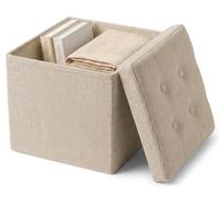 edihome, Puff Almacenaje Plegable, (38 x 38 x 38cm), Baul, Otomana con Tapa - Banco de Tela Organizador y Asiento para Dormitorio y Pie de Cama (Beige Tostado, 38 x 38 x 38 cm)