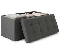 edihome, Puff Almacenaje Plegable, (38 x 76 x 38 cm), Baul, Otomana con Tapa - Banco de Tela Organizador y Asiento para Dormitorio y Pie de Cama (Gris Oscuro, 38 x 76 x 38 cm)