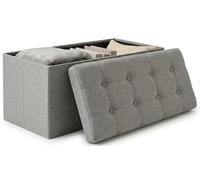 edihome, Puff Almacenaje Plegable, (38 x 76 x 38 cm), Baul, Otomana con Tapa - Banco de Tela Organizador y Asiento para Dormitorio y Pie de Cama (Gris Claro, 38 x 76 x 38 cm)