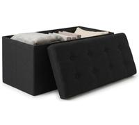 edihome, Puff Almacenaje Plegable, (38 x 76 x 38 cm), Baul, Otomana con Tapa - Banco de Tela Organizador y Asiento para Dormitorio y Pie de Cama (Negro, 38 x 76 x 38 cm)