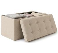 edihome, Puff Almacenaje Plegable, (38 x 76 x 38cm), Baul, Otomana con Tapa - Banco de Tela Organizador y Asiento para Dormitorio y Pie de Cama (Beige Tostado, 38 x 76 x 38 cm)