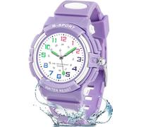 Edillas Reloj Infantil Niño Niña Analógico con 30M Resistente al Agua,Antigolpes,Correa TPU,Ideal para Colegio,Deporte y Regalo de Inicio Curso (Púrpura)