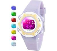 Edillas Relojes digitales para niños y niñas, 7 colores LED intermitentes, resistentes al agua, relojes de pulsera multifuncionales para deportes al aire libre con cronómetro/alarma para edades de 5 a