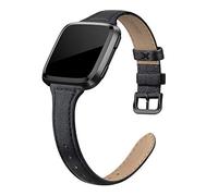 EDIMENS Correa de piel auténtica compatible con Fitbit Versa 2 Fitbit Versa Lite & SE Fitbit Versa correa de piel de repuesto delgada para mujeres Versa hombres negro champán oro rosa bronceado.