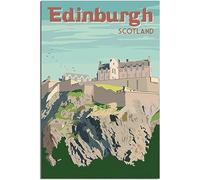 Edinburgh Scotland Skyline Vintage Viaje Póster Retro Pared Arte Lienzo Póster Arte Imprimir Hogar Decoración Habitación Decoración Sin Marco 40x60cm