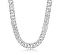 EDINGM Cadena de eslabones cubanos para hombre, collar cubano de Miami con diamantes plateados/dorados para mujer, joyería de hip hop de 15 mm, 20inch, Diamantes de imitación chapados en oro, Diamante