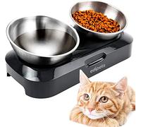 Edipets, Comedero Gato Perro, Doble Cuenco de Acero Inoxidable, con Angulo Ajustable 0 y 15º, Tazón para Mascotas Cachorro, Pequeño, Mediano, Grande