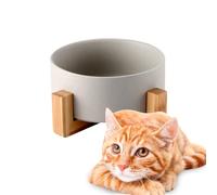 Edipets, Comedero Perro Gato, 400, 800 y 1900 ml, Cerámica, Individual y Doble, Soporte de Bambú Antideslizante, Pequeño Mediano y Grande, 5 Colores (Simple Grande, Gris)