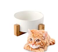 Edipets, Comedero Perro Gato, 400, 800 y 1900 ml, Cerámica, Individual y Doble, Soporte de Bambú Antideslizante, Pequeño Mediano y Grande, 5 Colores (Simple Grande, Blanco)