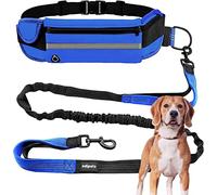 Edipets, Correa Perro Cintura, para Correr, Extensible, Manos Libres, Running, Antitirones, Elástica, Reflectante, 160-220 cm, Paseo, para teléfono móvil (Azul)