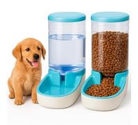 Edipets, Dispensador para Gatos y Perros, Comida y Agua, Pack 2 Unidades, Automático, 3.8 L c/u, Comedero, Alimentador y Bebedero para Mascotas (Azul)