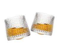 EdirFtra 2 Vasos de Whisky de Cristal Giratorio, Vidrio de Fondo Plano de Whisky oscilante Personalizado, Vidrio de Bar basculante de Fondo esférico, Regalos para Hombres, maridos y Padres,A
